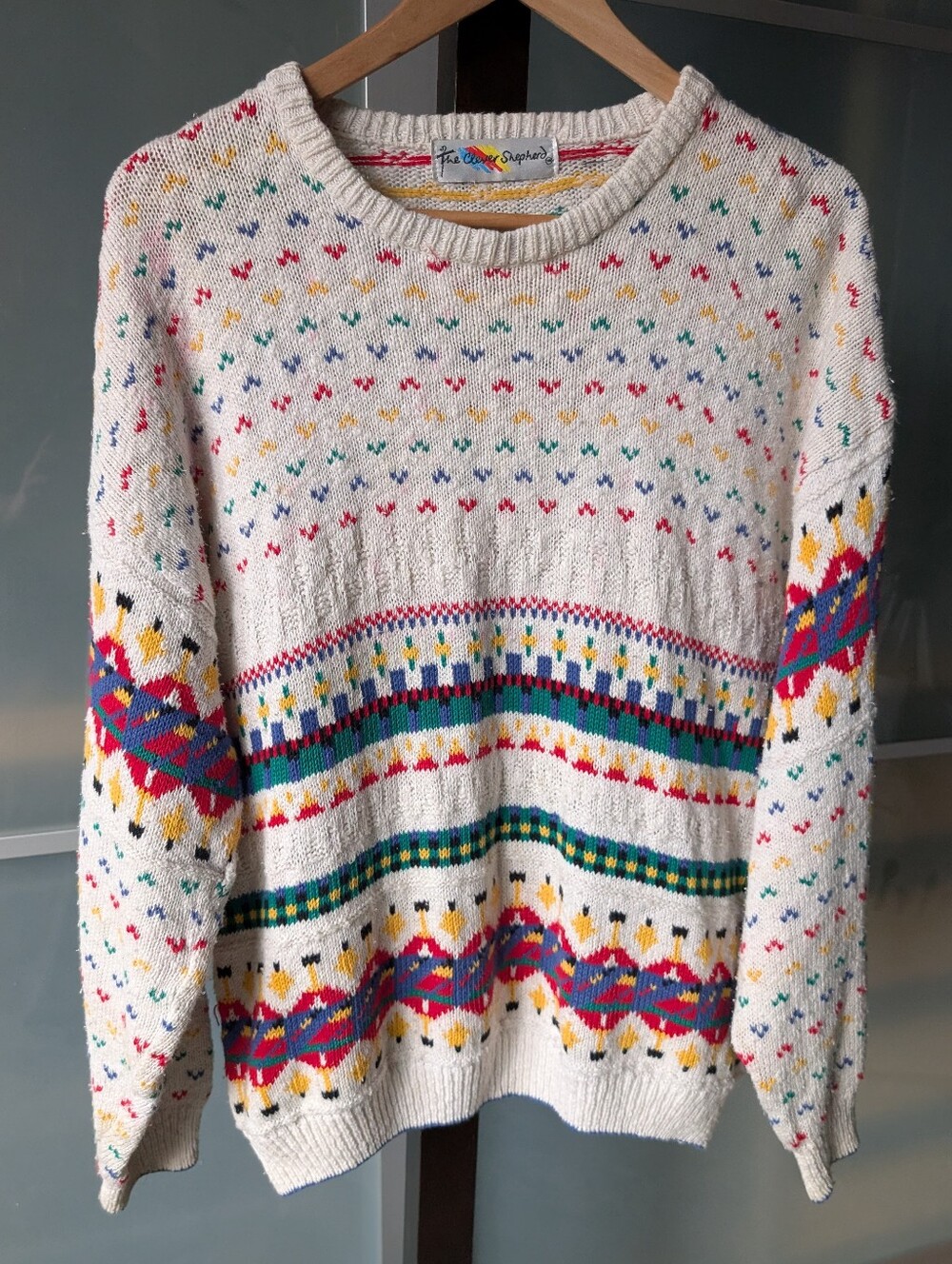 🔖Vintage Cozy Knit Sweater by The Clever Shepherd With Multicolor Accents